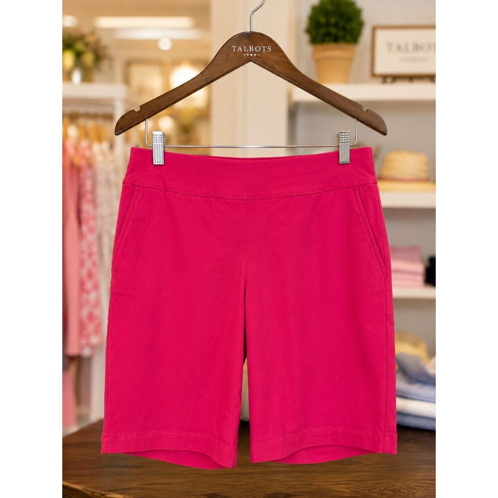 Talbots Pink Bermuda Shorts Size 4 Stretch Pull On Preppy Golfcore Summer